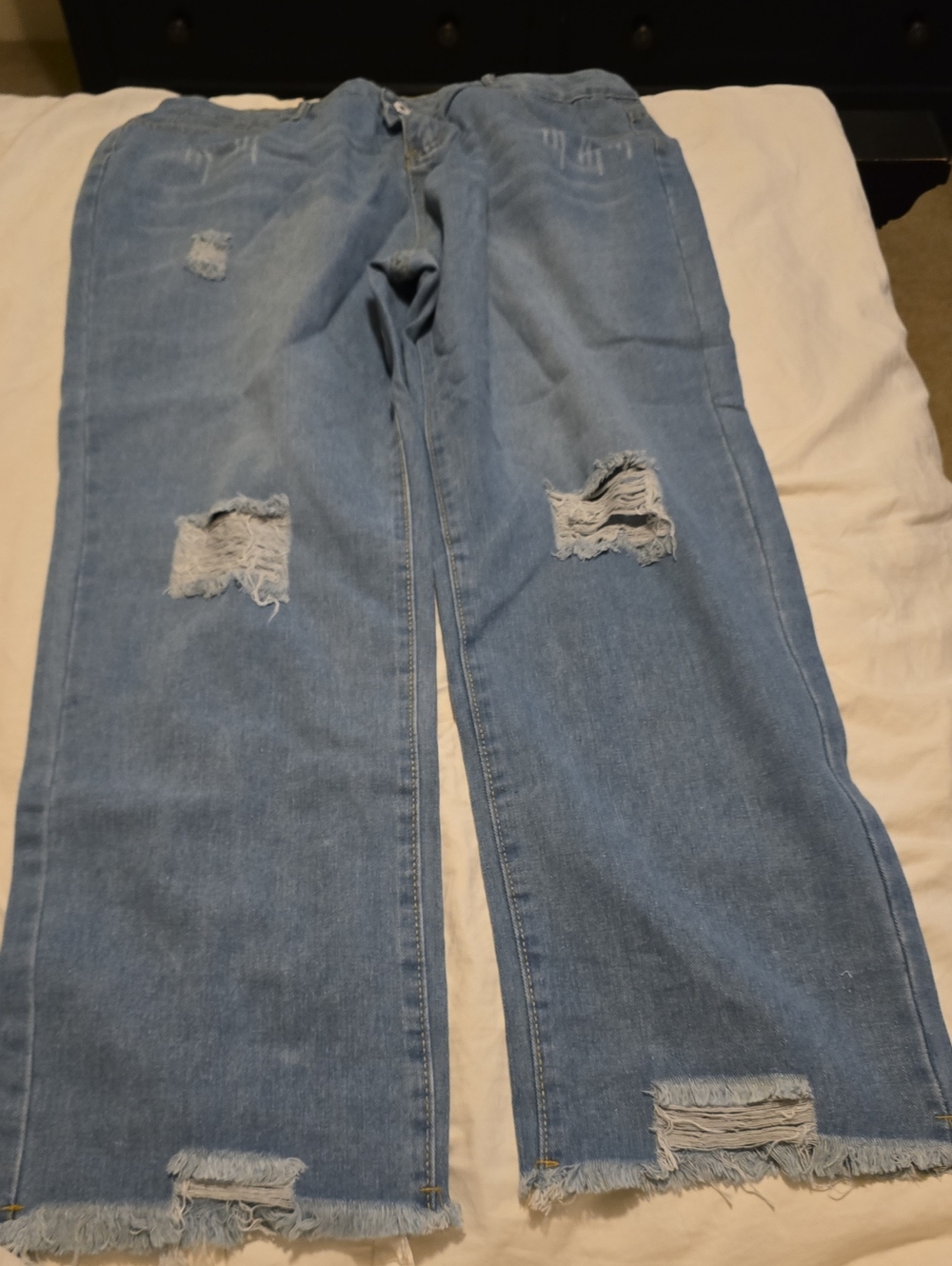 Women's Distressed Light Blue Wide-Leg Jeans. New With Tags.